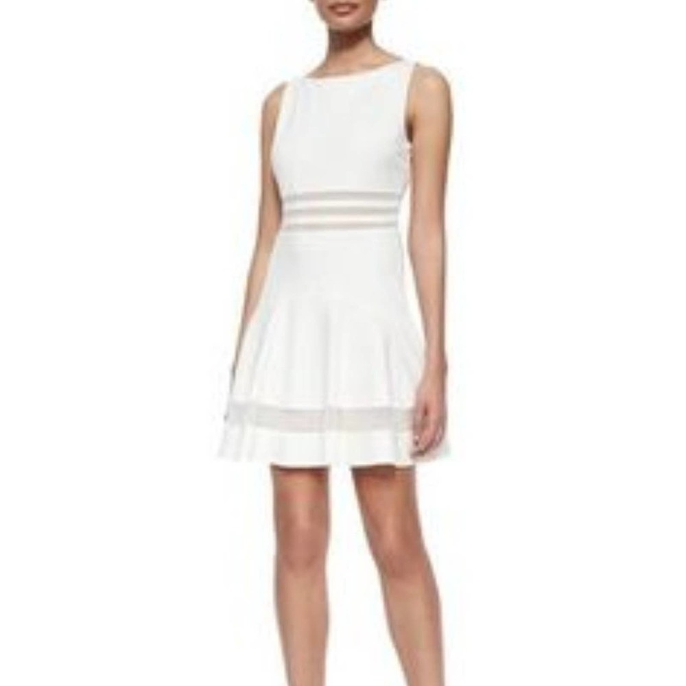 ERIN FETHERSTON | Tessa White Mesh Nude Dress 6 Flounce Mesh